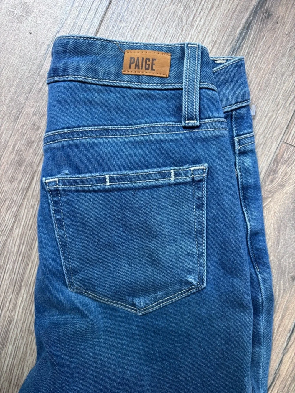 PAIGE Hoxton Slim Crop Jeans 25 High Rise Raw Hem Medium Wash - Picture 3 of 15